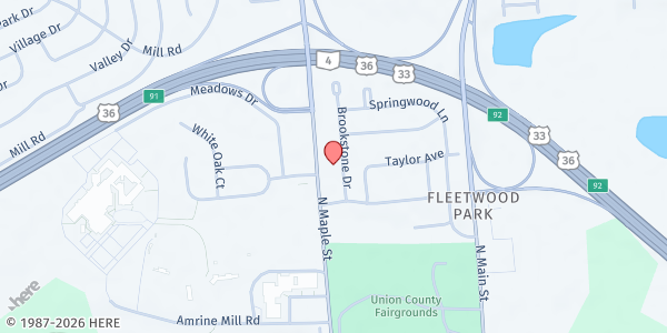 Map showing Union County Community Kitchen/Marysville Nazarene Church at 1126 North Maple Street, Marysville, OH