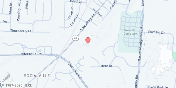 Map showing Father Schuh Center at St. Susanna Catholic Church at 616 Reading Road, Mason, OH