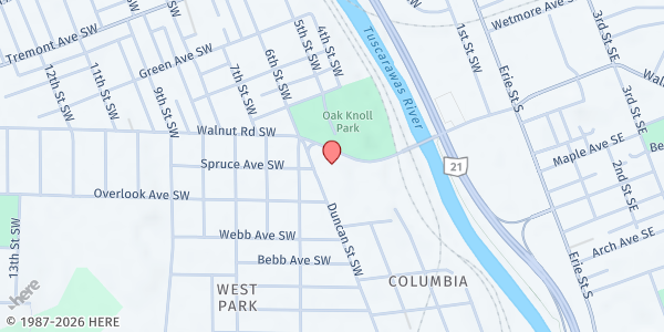 Map showing Boys & Girls Club of Massillon - Duncan Street at 730 Duncan St SW, Massillon, OH