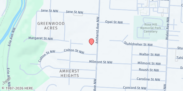 Map showing Christ Lutheran Church at 3545 Amherst Ave NW, Massillon, OH