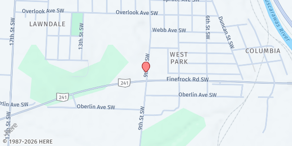 Map showing Faith Community Fellowship Pantry at 1303 9th St SW, Massillon, OH