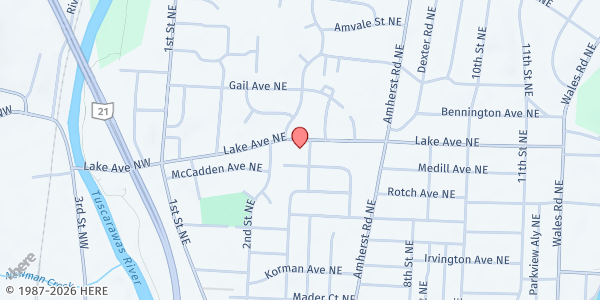 Map showing First Assembly of God at 325 Lake Ave. N.E., Massillon, OH