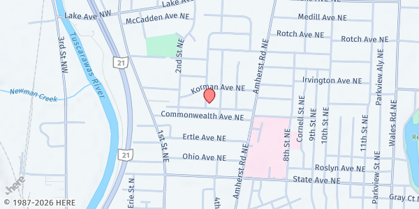 Map showing Friendship Baptist at 920 3rd St. NE, Massillon, OH