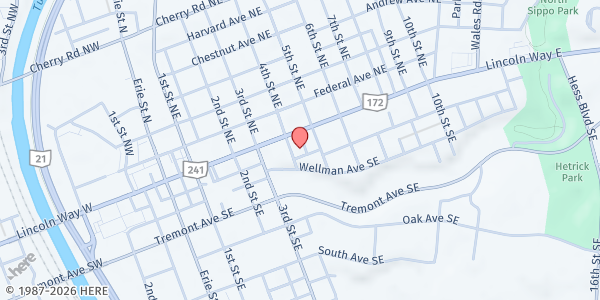 Map showing SAM Center at 413 Lincoln Way East, Massillon, OH