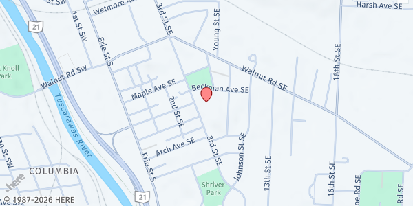 Map showing Sharing and Caring - Friendship Baptist Church at 920 3rd St. SE, Massillon, OH