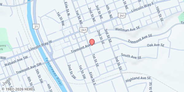 Map showing St. John's UCC Massillon Pantry at 101 Tremont Ave SE, Massillon, OH