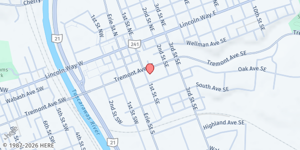 Map showing St. John's United Church of Christ at 101 Tremont Ave SE, Massillon, OH