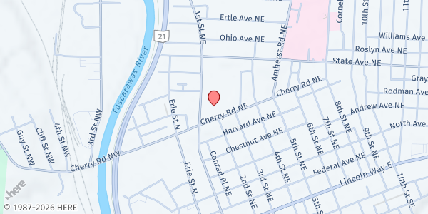 Map showing SVDP/St. Mary's Church at 206 Cherry Rd NE, Massillon, OH