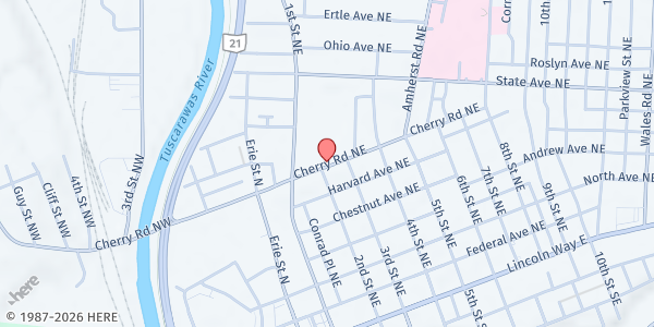 Map showing SVDP/ St.Mary's Church Pantry at 206 Cherry Rd NE, Massillon, OH
