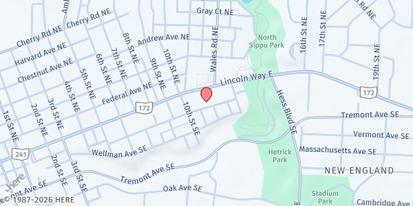 Map showing T.O.S.M. Living Water Church at 1135 Lincoln Way, Massillon, OH