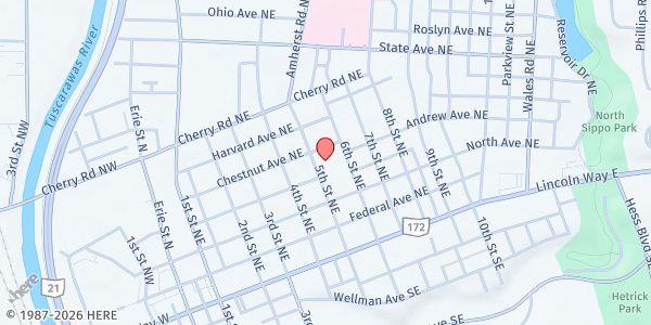 Map showing The Salvation Army - Massillon at 315 Sixth St., NE, Massillon, OH