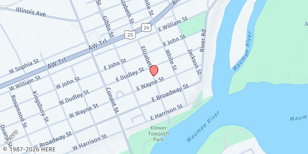 Map showing St. Paul's Episcopal Church at 310 Elizabeth St., Maumee, OH