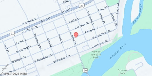 Map showing St. Paul's Lutheran-Maumee at 112 E. Wayne St., MAUMEE, OH