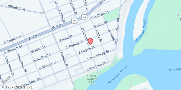 Map showing Under One Roof Food Pantry Saint Paul's Episcopal Church at 310 Elizabeth Street, Maumee, OH