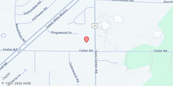 Map showing Our Savior Lutheran Church Food Pantry - Food Distribution Center at 2154 SOM Ctr Rd, Mayfield Heights, OH