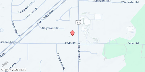 Map showing Our Savior Lutheran Church at 2154 SOM Center Rd, MAYFIELD HTS, OH