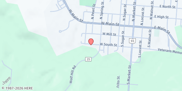 Map showing Saint Francis Food Pantry - Food Distribution Center at 404 West South Street, McArthur, OH