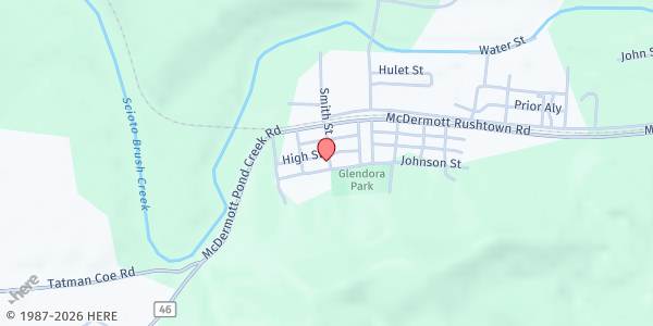 Map showing McDermott Freewill Baptist Church at 106 High St., McDermott, OH