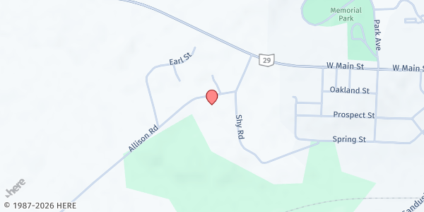 Map showing Mechanicsburg Christian Fellowship at 4401 Allison Rd, Mechanicsburg, OH