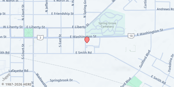 Map showing St. Francis Xavier Catholic Church at 606 E. Washington Street, Medina, OH