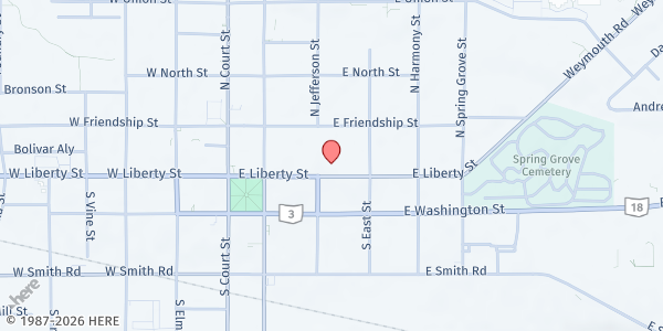 Map showing St. Paul's Episcopal Church Medina at 317 E. Liberty St., Medina, OH