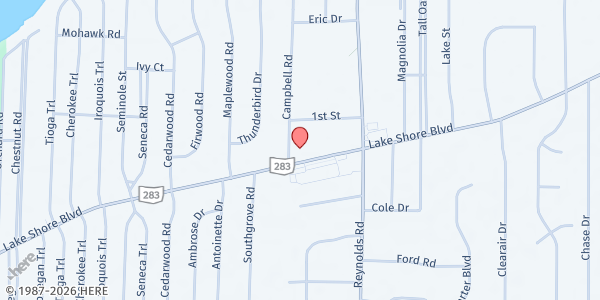 Map showing Mentor Plains United Methodist Church at 7271 Lake Shore Blvd, MENTOR, OH
