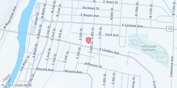 Map showing Dayton Metro Library – Miamisburg Branch at 545 E. Linden Ave., Miamisburg, OH