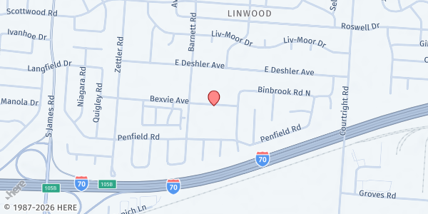Map showing Calvary Christian Fellowship - Pantry at 3601 Bexvie Avenue, Mid East, OH