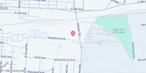 Map showing Christ Cathedral Food Pantry at 3350 Allegheny Avenue, Mid East, OH