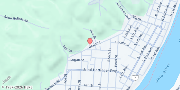 Map showing Hope Baptist Church at 570 Grant St., Middleport, OH