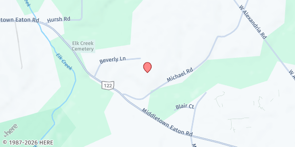 Map showing Central Ohio Pentecostal Youth Camp & Pantry at 5990 Michael Road, Middletown, OH