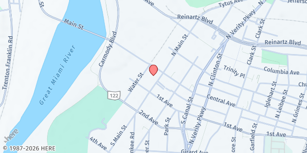 Map showing Hope House Rescue Mission Inc. at 34 South Main Street, Middletown, OH