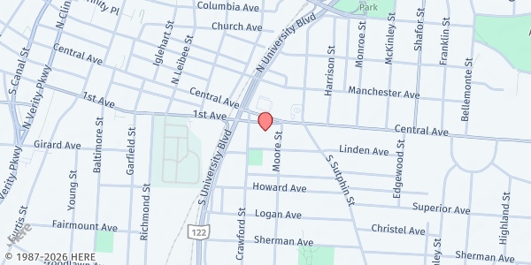 Map showing Salvation Army Middletown at 1914 First Avenue, Middletown, OH