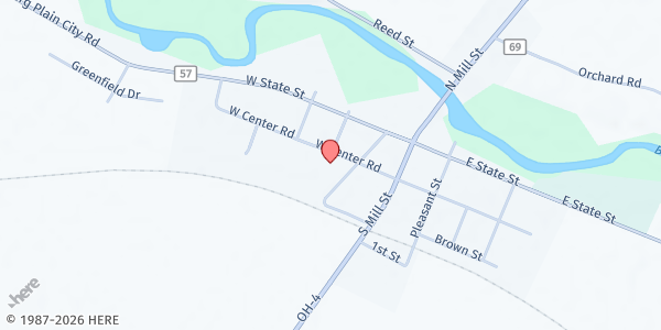 Map showing Hope Mobile Food Market - Milford Center at 77 West Center Street, Milford Center, OH