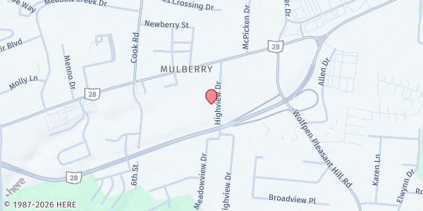 Map showing River Tree Vineyard Church Food Pantry at 5857 Highview Drive, Milford, OH