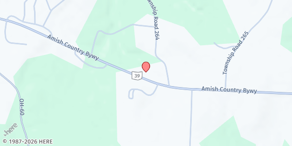 Map showing Millersburg Church of God at 10643 State Rt 39 West, Millersburg, OH