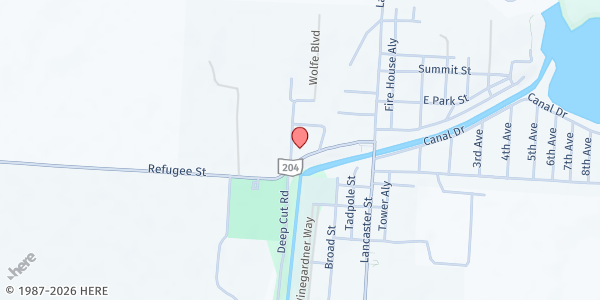 Map showing Millersport Community Food Pantry at 2310 Refugee Street, Millersport, OH