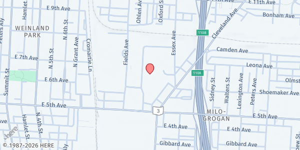 Map showing Star House at 1220 Corrugated Way, Milo-Grogan, OH