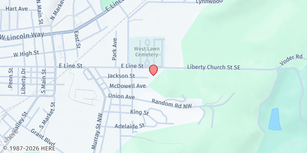 Map showing Minerva Community Outreach at St. Paul's at 515 E Line St, Minerva, OH