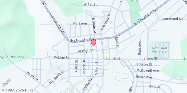 Map showing Minerva UMC Direct Distribution at 204 N Main St, Minerva, OH