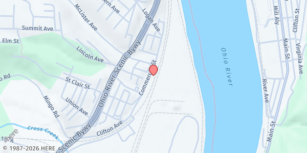 Map showing Mingo Junction Pantry at 618 Commercial Street, Mingo Junction, OH