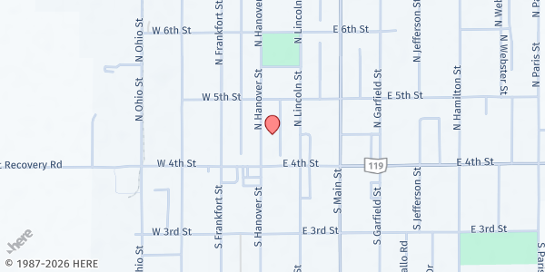 Map showing St. Augustine Catholic Church at 48 N Hanover St, Minster, OH