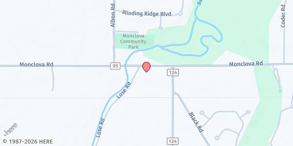 Map showing Monclova Community Center at 8115 Monclova Road, Monclova, OH