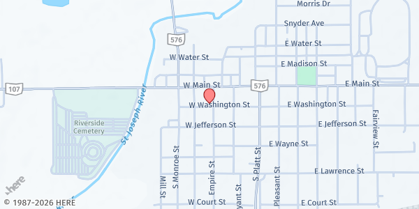 Map showing Hands Helping Hands Food Pantry at 309 W. Washington Street, Montpelier, OH