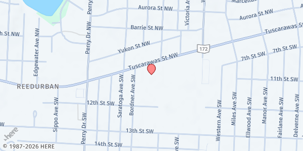 Map showing St. Joan of Arc Catholic Church at 4940 W. Tuscarawas St., Mount Marie Heights, OH