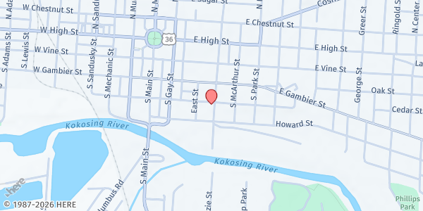 Map showing Salvation Army - Mt. Vernon at 206 East Ohio Avenue, Mount Vernon, OH