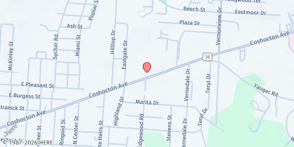 Map showing The Father's Pantry/Table at 723 Coshocton Ave., Mount Vernon, OH