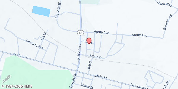 Map showing Mt. Orab UMC at 212 Church Street, Mt. Orab, OH
