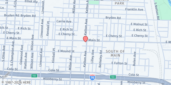 Map showing Community Threads, Inc. Soup Kitchen - Near East Side at 1509 East Main Street, Near East Side, OH
