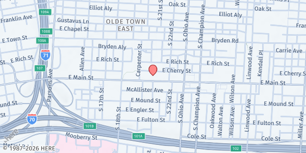 Map showing Salvation Army- East Main at 966 East Main Street, Near East Side, OH